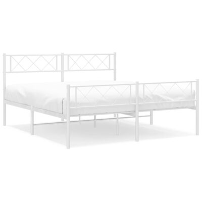 vidaXL Estructura cama sin colchón con estribo metal blanco 160x200 cm