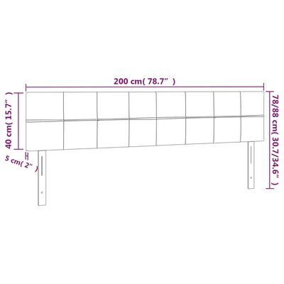 vidaXL Cabecero con LED de terciopelo negro 200x5x78/88 cm