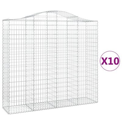 vidaXL Cestas gaviones 10 uds forma de arco hierro 200x50x180/200 cm