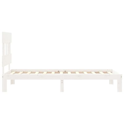 vidaXL Estructura de cama con cabecero madera maciza blanco