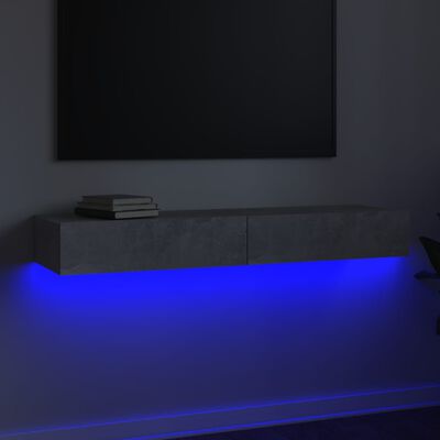 vidaXL Mueble para TV con luces LED gris hormigón 120x35x15,5 cm