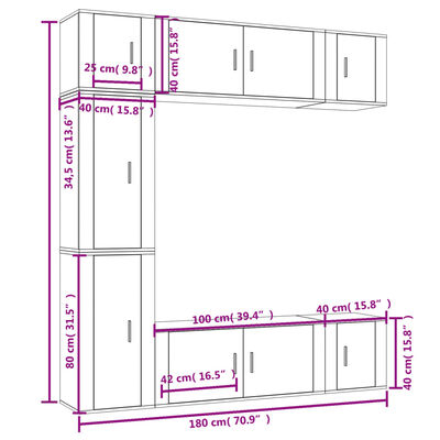 vidaXL Set de muebles para TV 7 piezas madera contrachapada blanco