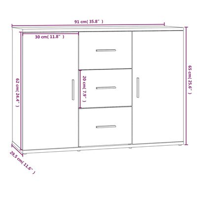 vidaXL Aparador madera contrachapada roble ahumado 91x29,5x65 cm