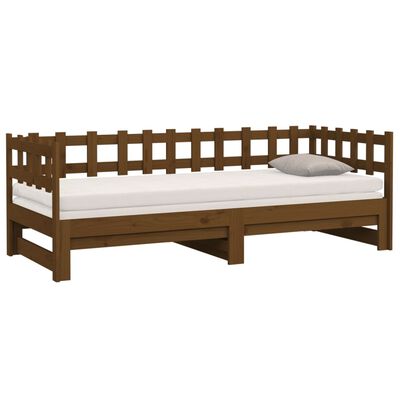 vidaXL Sofá cama extraíble madera de pino marrón miel 2x(80x200) cm