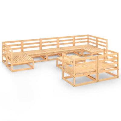 vidaXL Juego de muebles de jardín 10 piezas madera maciza de pino