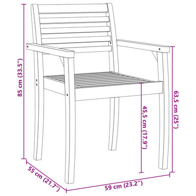 vidaXL Sillas de jardín 6 uds madera maciza de acacia 59x55x85 cm