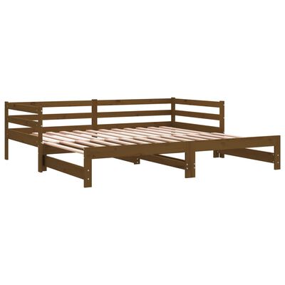 vidaXL Sofá cama extraíble madera maciza pino marrón miel 2x(90x200)cm