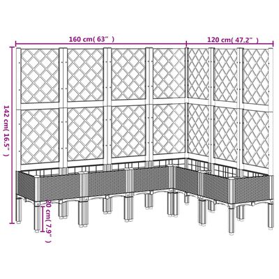 vidaXL Jardinera con enrejado PP blanco 160x120x142 cm