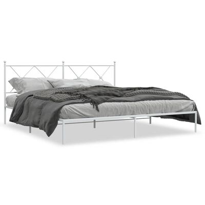 vidaXL Estructura de cama de metal con cabecero blanco 180x200 cm