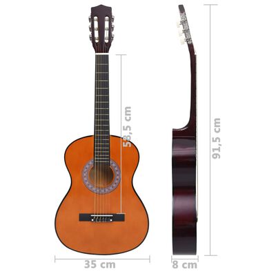 vidaXL Set de guitarra clásica para principiantes 8 pzas 3/4 36"