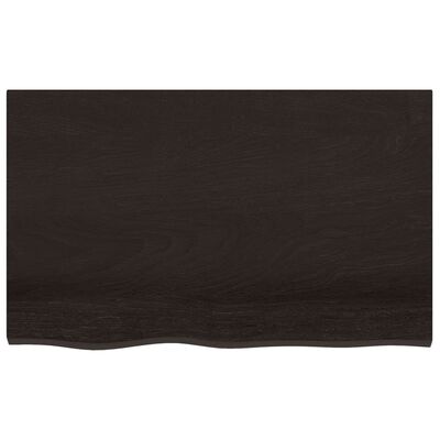 vidaXL Encimera baño madera maciza tratada marrón oscuro 80x50x(2-6)cm