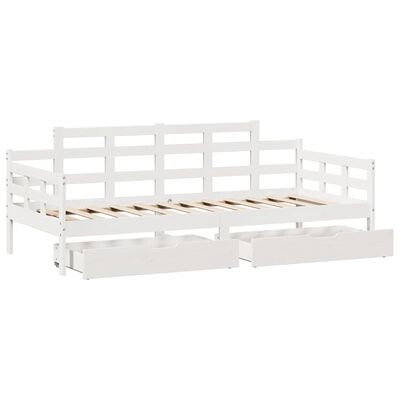 vidaXL Sofá cama con cajones madera maciza de pino blanca 80x200 cm