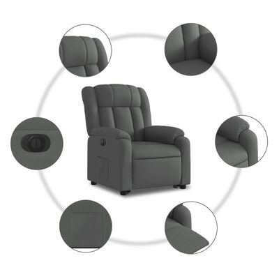 vidaXL Sillón eléctrico reclinable elevable de tela gris oscuro