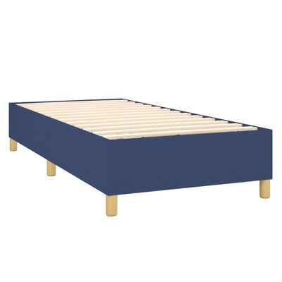 vidaXL Cama box spring colchón y luces LED tela azul 100x200 cm