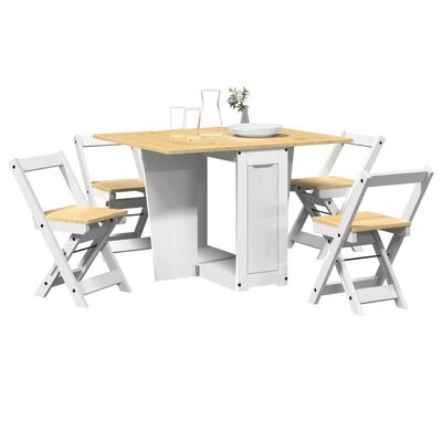 vidaXL Set comedor plegable mariposa 5 pzas Corona madera pino blanco