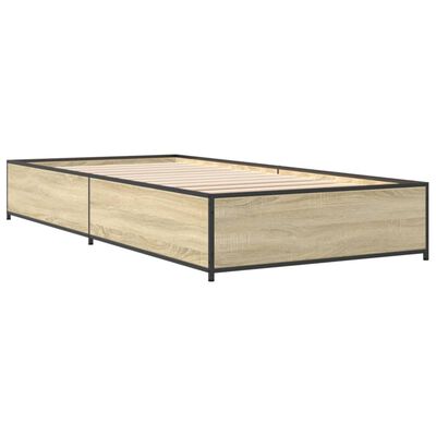 vidaXL Estructura cama madera ingeniería metal roble Sonoma 90x200 cm