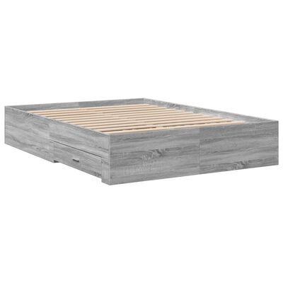 vidaXL Cama con cajones madera ingeniería gris Sonoma 120x200 cm