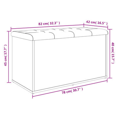 vidaXL Banco con almacenaje madera ingeniería roble Sonoma 82x42x45 cm