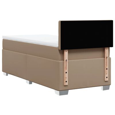 vidaXL Cama box spring con colchón cuero sintético capuchino 100x200cm