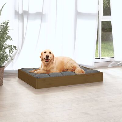 vidaXL Cama para perros madera maciza pino marrón miel 71,5x54x9 cm