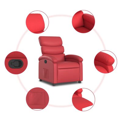 vidaXL Sillón reclinable de cuero sintético rojo