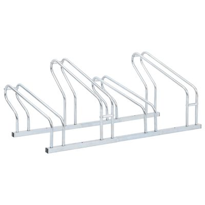 vidaXL Soporte para 4 bicicletas suelo independiente acero galvanizado