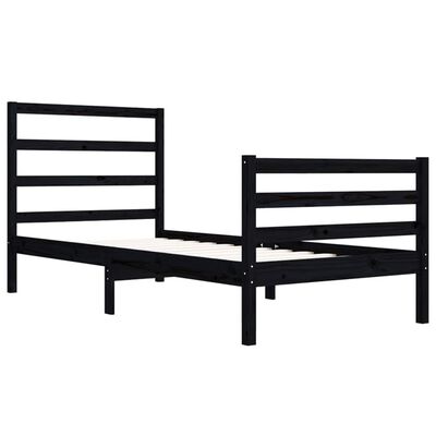 vidaXL Estructura de cama madera maciza de pino negro 75x190 cm