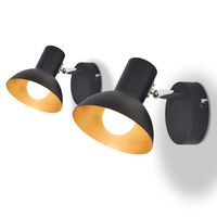 vidaXL Lámparas de pared para 2 bombillas E27 negra dorada 2 unidades