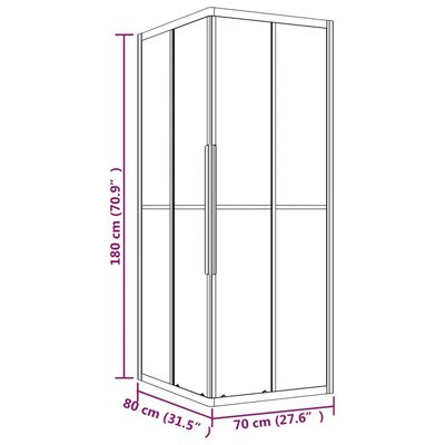 vidaXL Cabina de ducha ESG esmerilado negro 80x70x180 cm