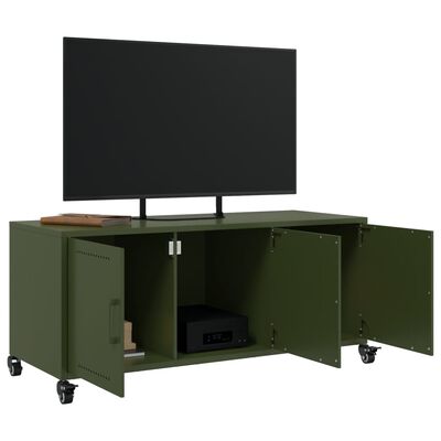 vidaXL Mueble de TV de acero verde oliva 100,5x39x43,5 cm