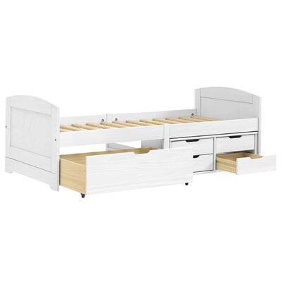 vidaXL Sofá cama con 5 cajones madera maciza pino blanca IRUN 90x200cm