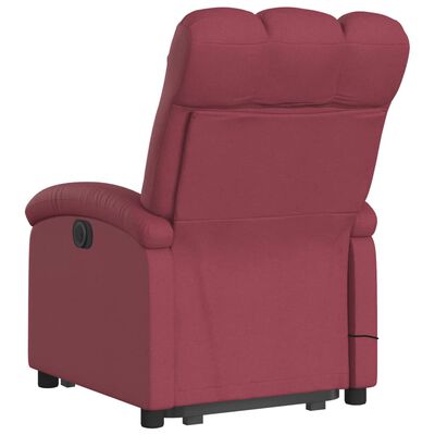 vidaXL Sillón reclinable de masaje elevable tela rojo tinto