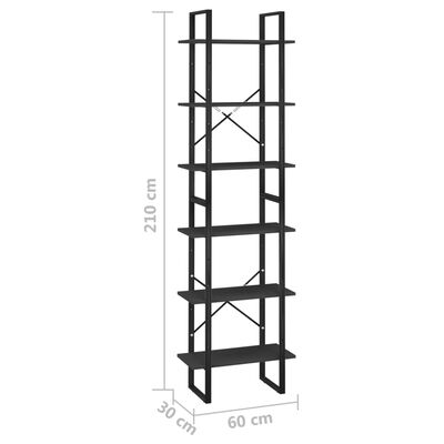 vidaXL Estantería de madera contrachapada negro 60x30x210 cm