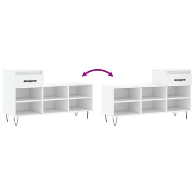 vidaXL Mueble zapatero madera contrachapada blanco 102x36x60 cm