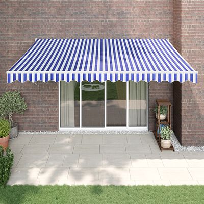 vidaXL Toldo retráctil automático azul y blanco 4x3 m