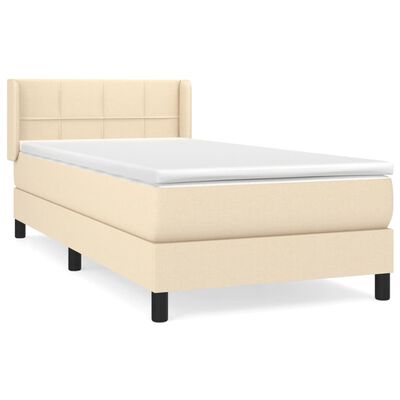 vidaXL Cama box spring con colchón tela color crema 90x190 cm