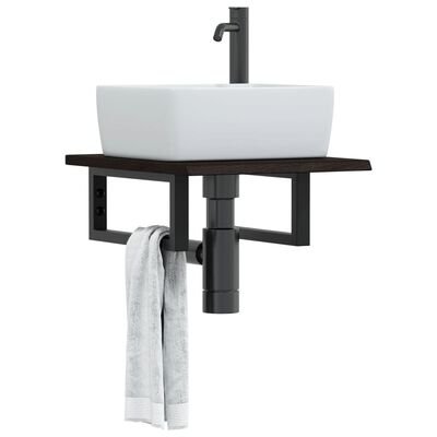 vidaXL Estante de lavabo de pared de acero y madera maciza de roble