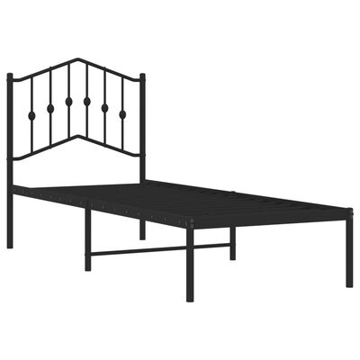 vidaXL Estructura cama sin colchón con cabecero metal negro 75x190 cm