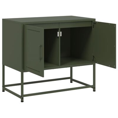 vidaXL Mueble para TV de acero verde oliva 68,5x39x60,5 cm