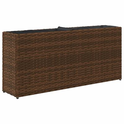 vidaXL Jardineras con 2 maceteros 2 uds ratán PE marrón 90x20x40 cm