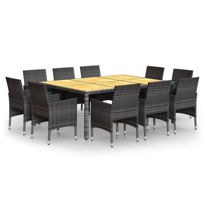 vidaXL Set de comedor de jardín 11 pzas ratán sintético gris