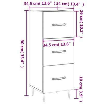 vidaXL Aparador madera de ingeniería roble ahumado 34,5x34x90 cm