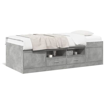 vidaXL Sofá cama con cajones sin colchón gris hormigón 75x190 cm