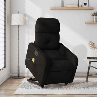 vidaXL Sillón reclinable de masaje elevable tela negro