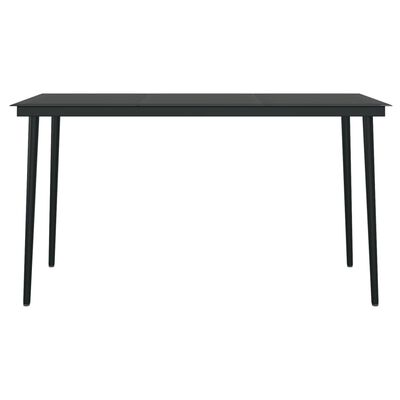 vidaXL Mesa de comedor de jardín acero y vidrio negra 140x70x74 cm