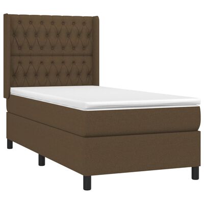 vidaXL Cama box spring con colchón tela marrón oscuro 100x200 cm