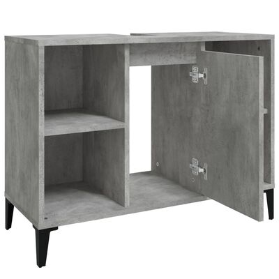 vidaXL Armario de lavabo madera contrachapada gris hormigón 80x33x60cm