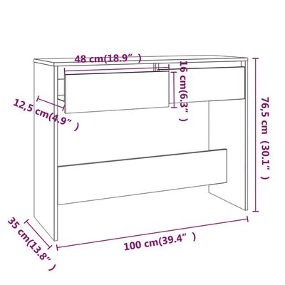 vidaXL Mesa consola madera de ingeniería blanca 100x35x76,5 cm