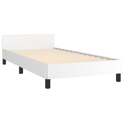 vidaXL Estructura de cama cabecero cuero sintético blanco 100x200 cm