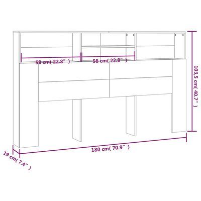 vidaXL Mueble cabecero color marrón roble 180x19x103,5 cm